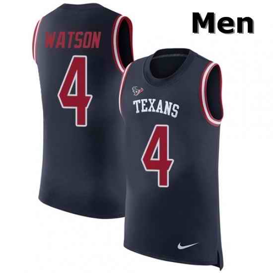 Men Nike Houston Texans 4 Deshaun Watson Limited Navy Blue Rush Player Name Number Tank Top NFL Jersey